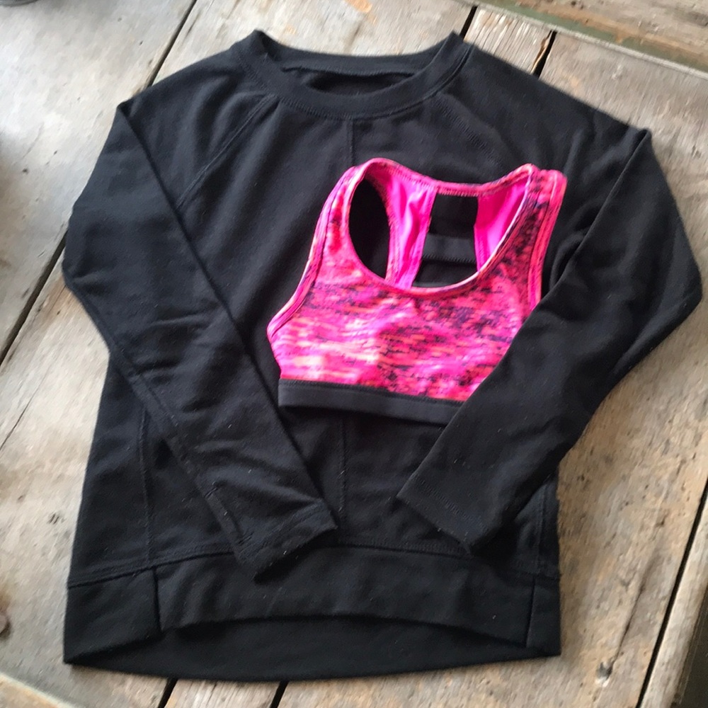 Girls long sleeve and sports bra